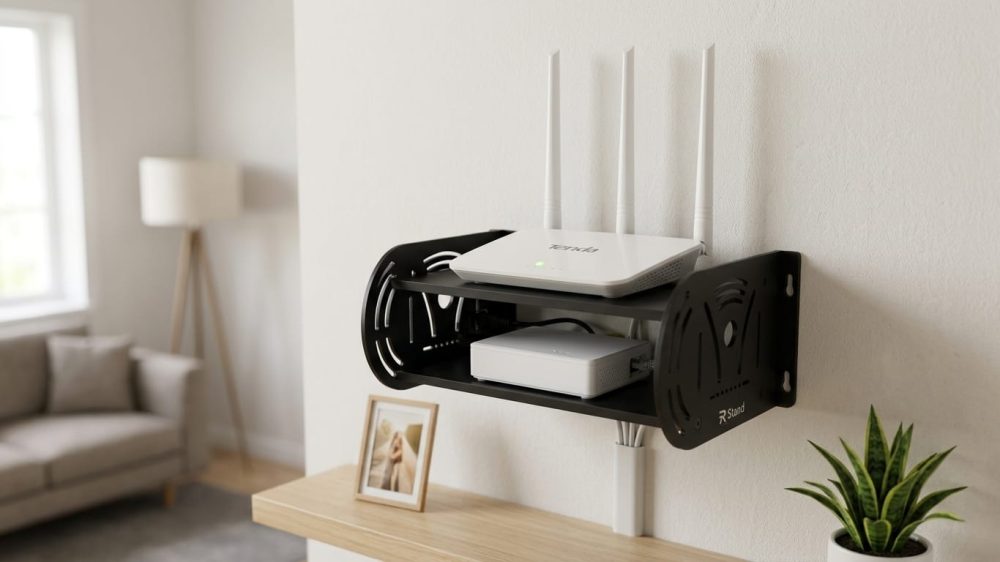 Double Layer Wall Mount Router Stand