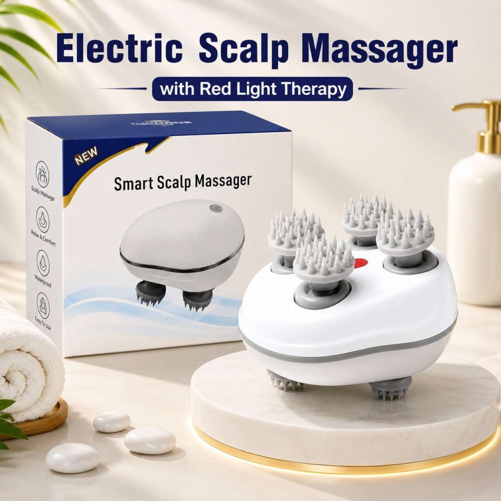 Electric Scalp Massager with Red Light Therapy